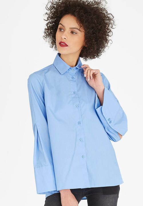 STYLE REPUBLIC - Oversized Sleeve Shirt Pale Blue