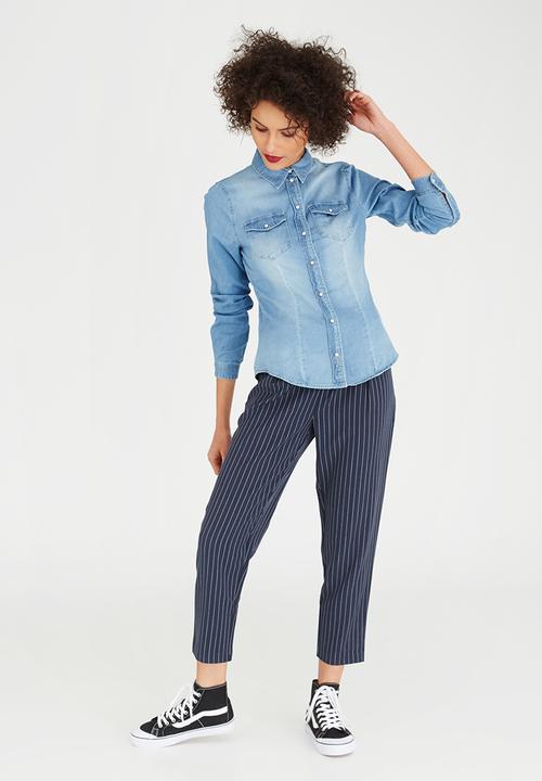 ONLY - Rock It Stretch Denim Shirt Pale Blue