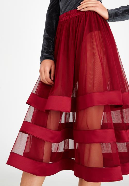 STYLE REPUBLIC - Volume Midi Skirt Burgundy