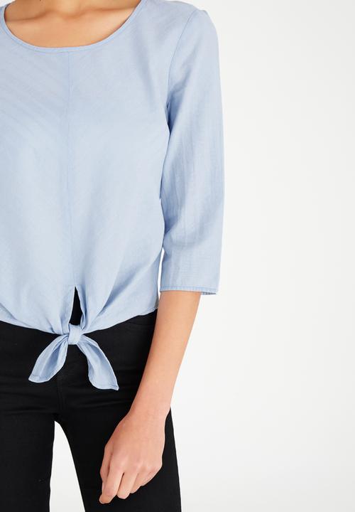 ONLY - Terix Front Tie Top Pale Blue