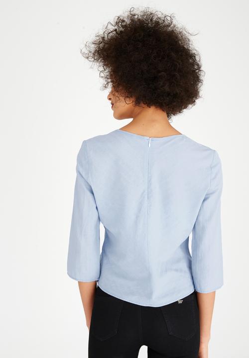 ONLY - Terix Front Tie Top Pale Blue