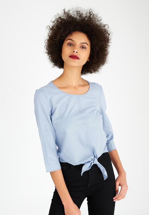 ONLY - Terix Front Tie Top Pale Blue