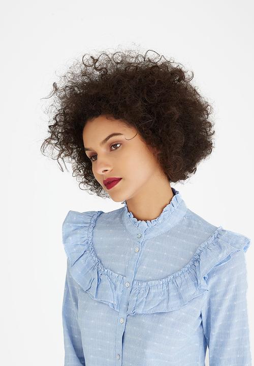Vero Moda - Daimi Ruffle Shirt Pale Blue