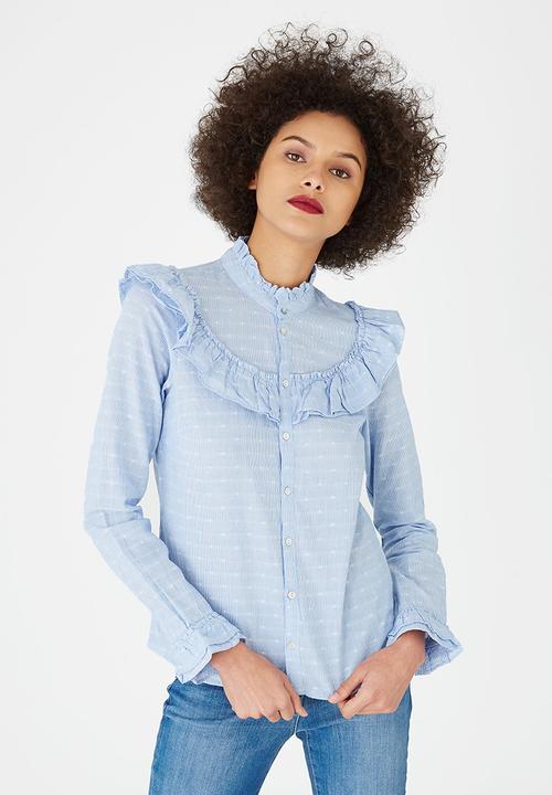 Vero Moda - Daimi Ruffle Shirt Pale Blue