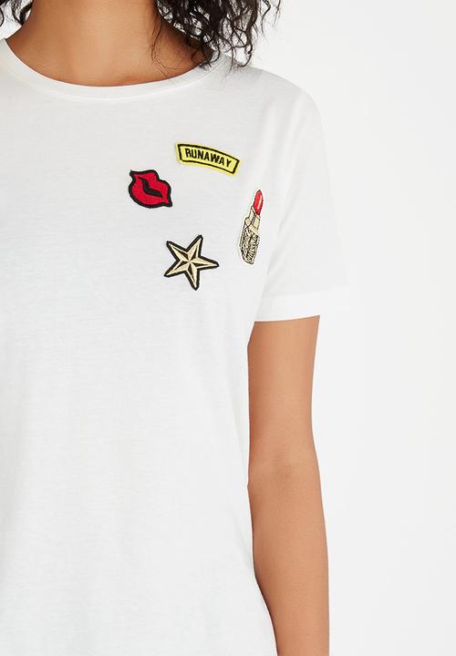 Vero Moda - Army Badge Short Sleeve T-shirt White