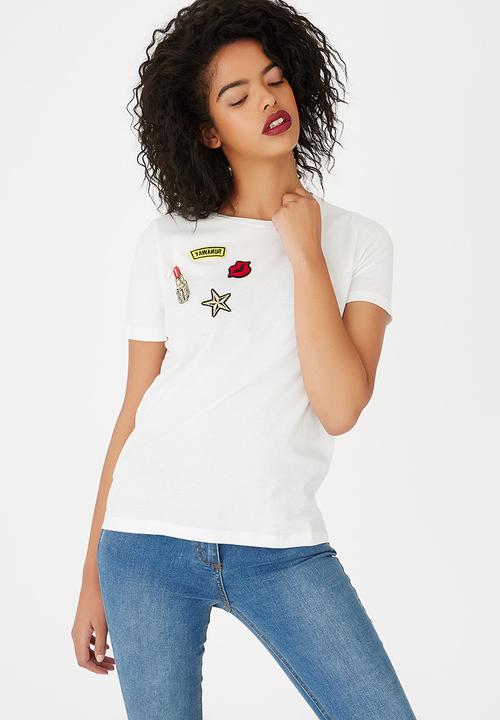 Vero Moda - Army Badge Short Sleeve T-shirt White
