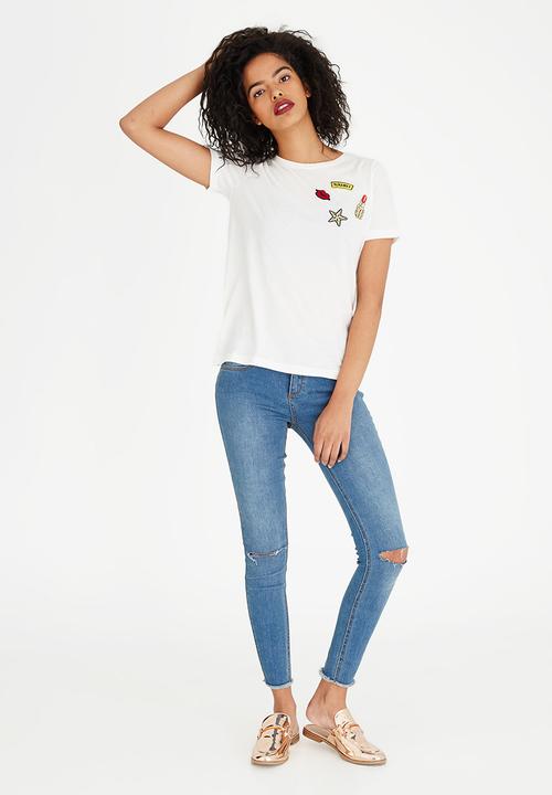 Vero Moda - Army Badge Short Sleeve T-shirt White