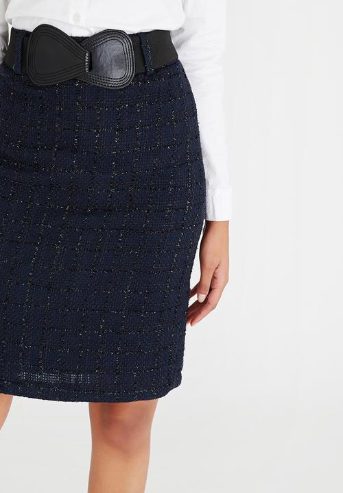 edit - Tweed Metallic Skirt Navy