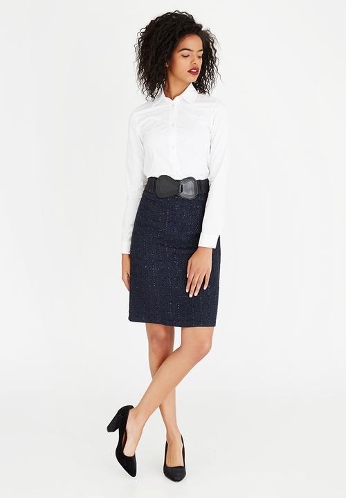 edit - Tweed Metallic Skirt Navy