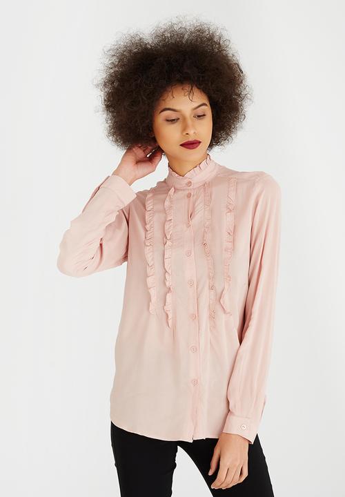 edit - Ruffle Front Shirt Pale Pink