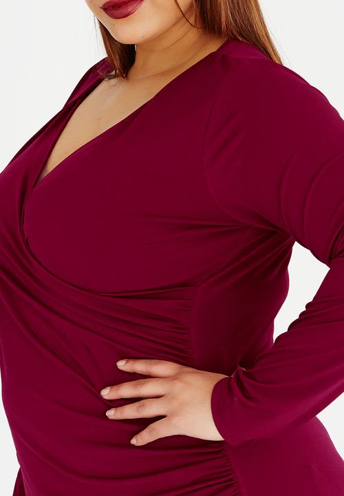 edit Plus - Cross Over Gauged Top Burgundy