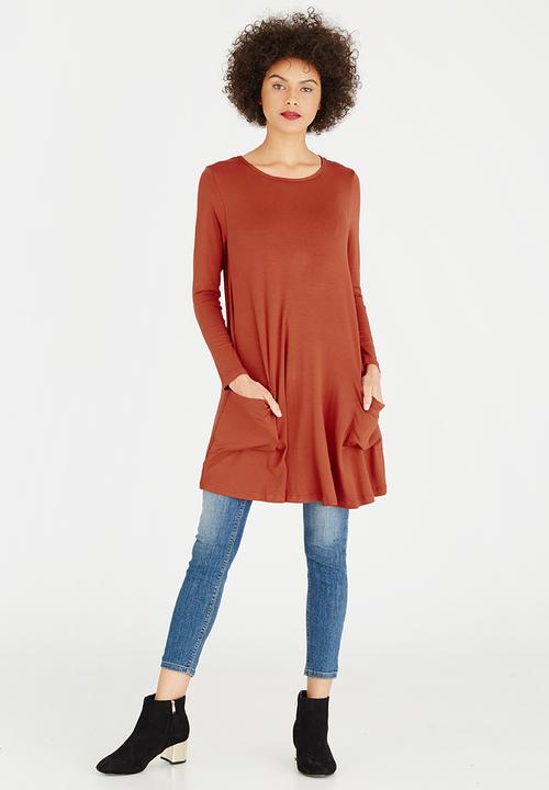 edit - Swing Tunic with Side Pockets Rust