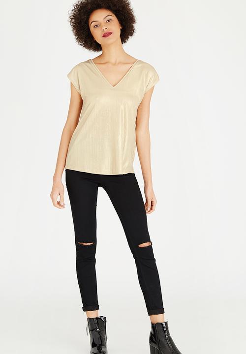 Kate Jordan - Shimmer V-neck Top Gold