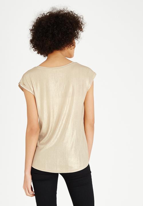 Kate Jordan - Shimmer V-neck Top Gold