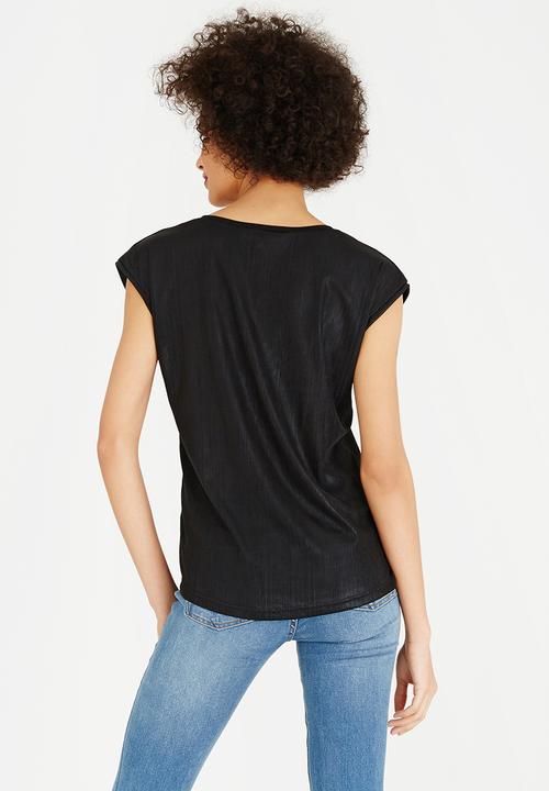 Kate Jordan - Shimmer V-neck Top Black