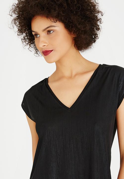 Kate Jordan - Shimmer V-neck Top Black