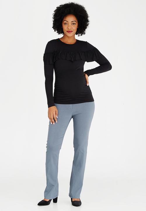 edit Maternity - Frill Knit Top Black