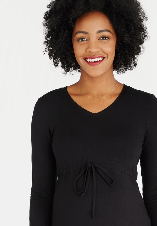 edit Maternity - Mixed Fabric Tunic Black