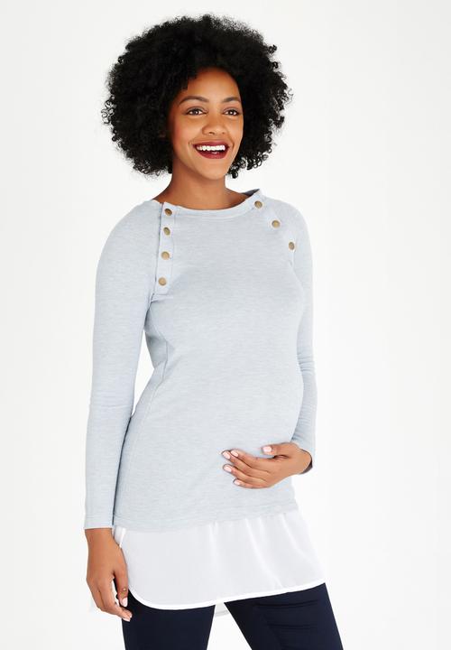 edit Maternity - Peep-out Feeder Top Pale Blue