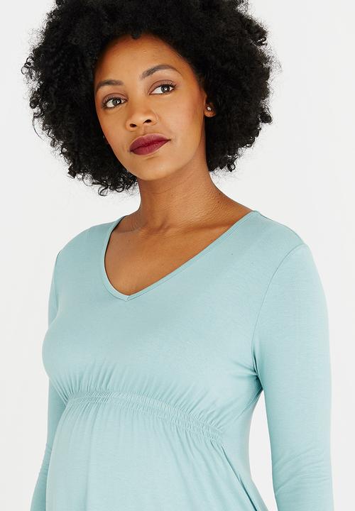 Cherry Melon - Smock Detail Long Sleeve Top Blue