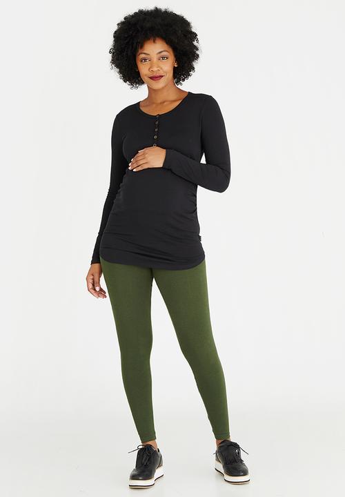 Cherry Melon - Long Sleeve Henley Top Black