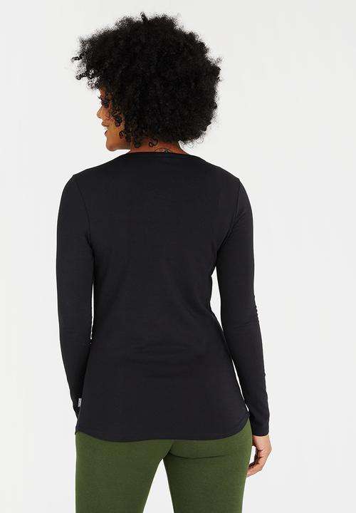 Cherry Melon - Long Sleeve Henley Top Black