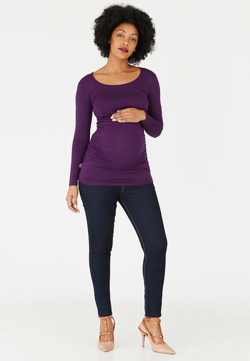 Cherry Melon - Side Gauge Long Sleeve Top Dark Purple