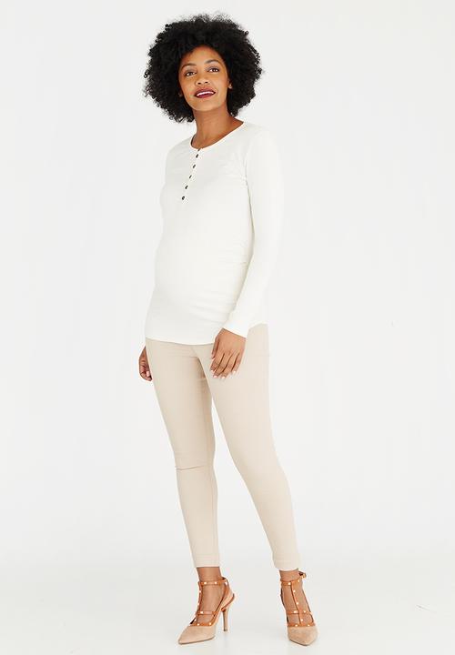 Cherry Melon - Long Sleeve Henley Top Cream