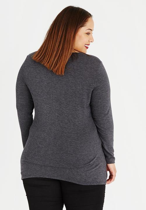 STYLE REPUBLIC PLUS - Wrap Top Charcoal