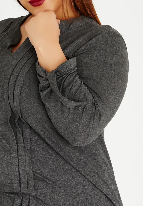 edit Plus - Pleat Knit Shirt Grey