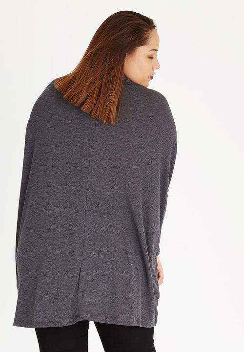 STYLE REPUBLIC PLUS - Wrap Front Pull Over Dark Grey