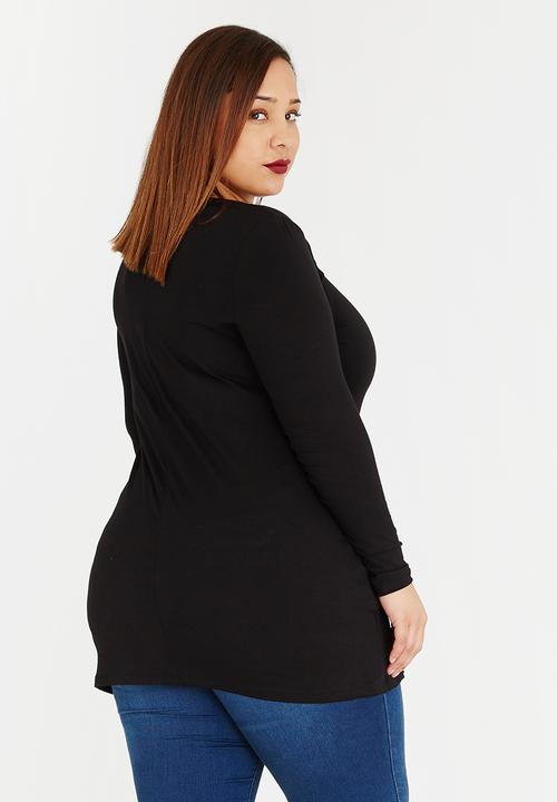 edit Plus - Envelope Neck Tunic Black