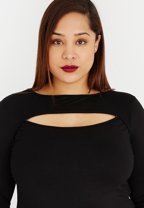 edit Plus - Envelope Neck Tunic Black