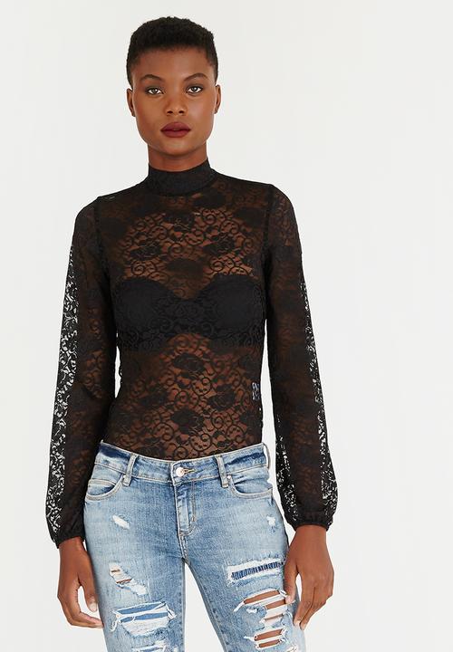 STYLE REPUBLIC - Sheer Bodysuit Black