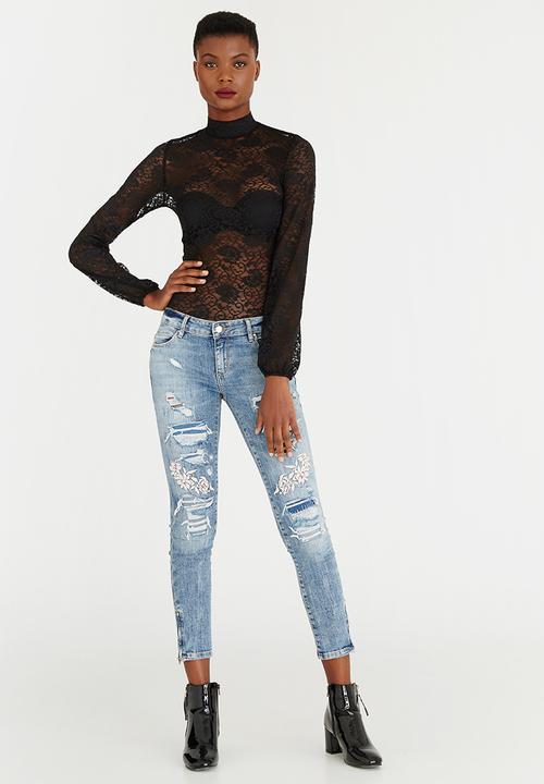 STYLE REPUBLIC - Sheer Bodysuit Black