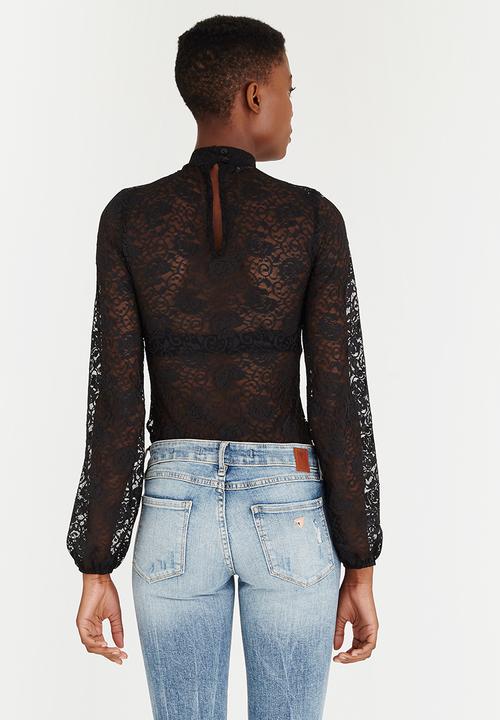 STYLE REPUBLIC - Sheer Bodysuit Black