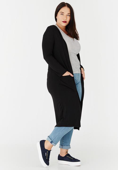 edit Plus - Longer Length Knit Cardigan Black