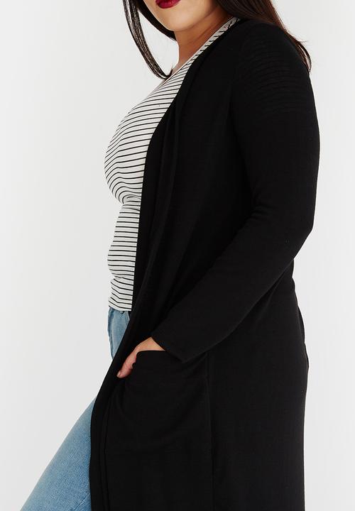 edit Plus - Longer Length Knit Cardigan Black