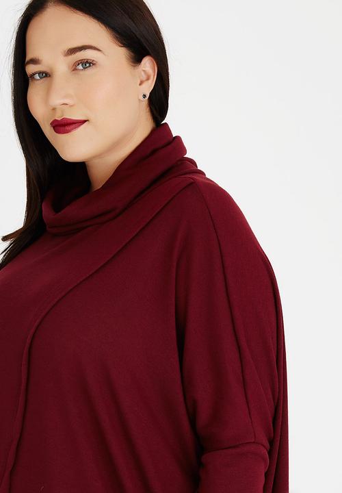 STYLE REPUBLIC PLUS - Wrap Front Pull Over Dark Red