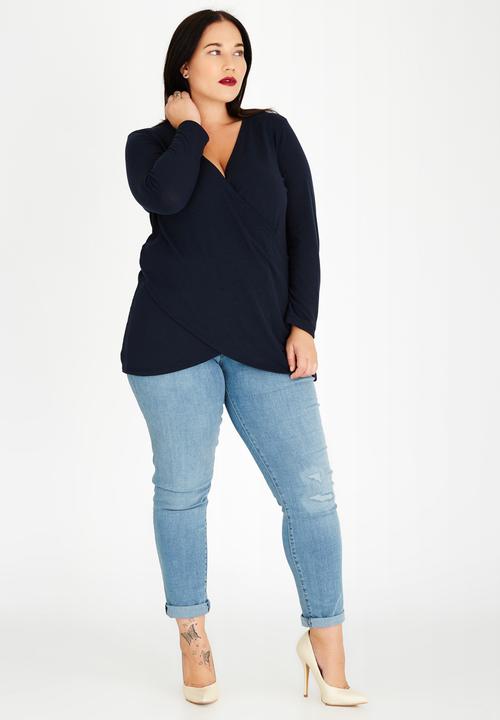 STYLE REPUBLIC PLUS - Wrap Top Navy