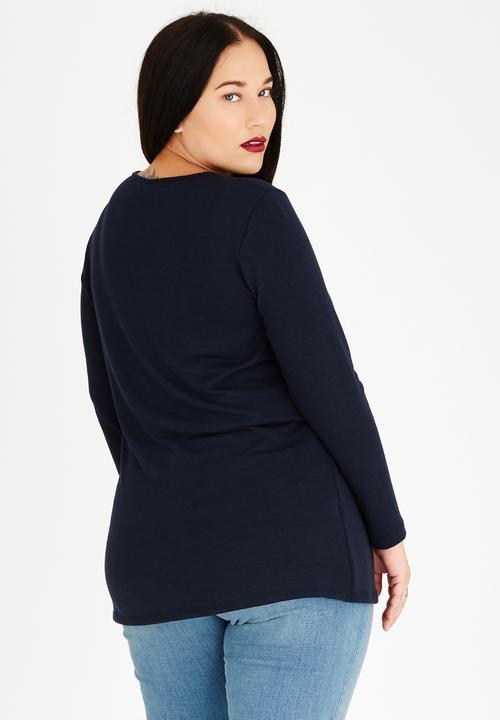 STYLE REPUBLIC PLUS - Wrap Top Navy