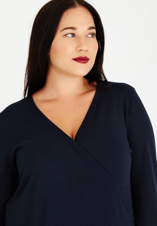 STYLE REPUBLIC PLUS - Wrap Top Navy