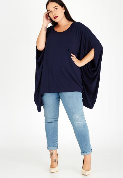 STYLE REPUBLIC PLUS - Volume Hanky Hem Tunic Navy