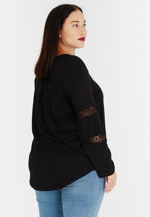 edit Plus - Sheer Inset Top Black