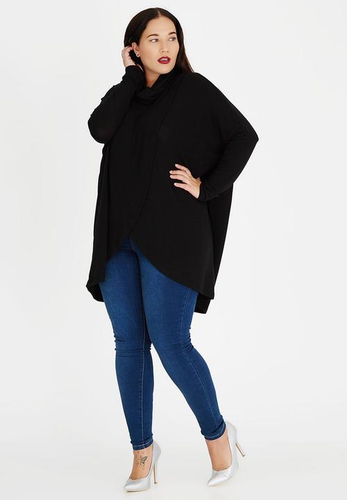 STYLE REPUBLIC PLUS - Wrap Front Pull Over Black