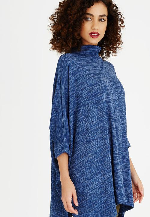 edit - Oversized Long-sleeve Poncho Blue