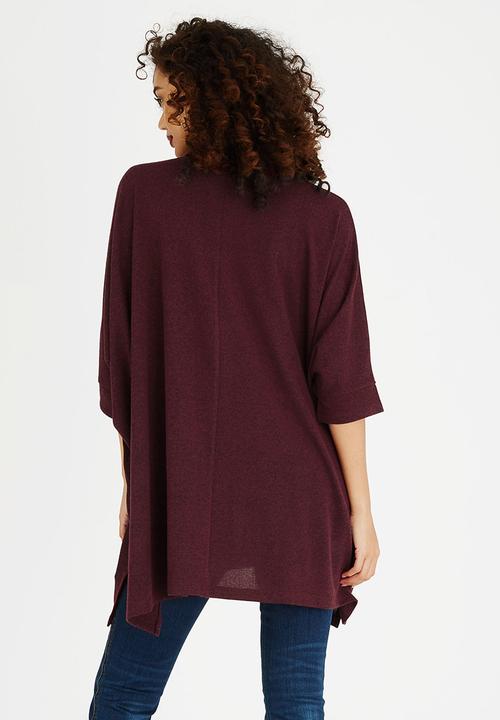 edit - Oversized Long-sleeve Poncho Burgundy