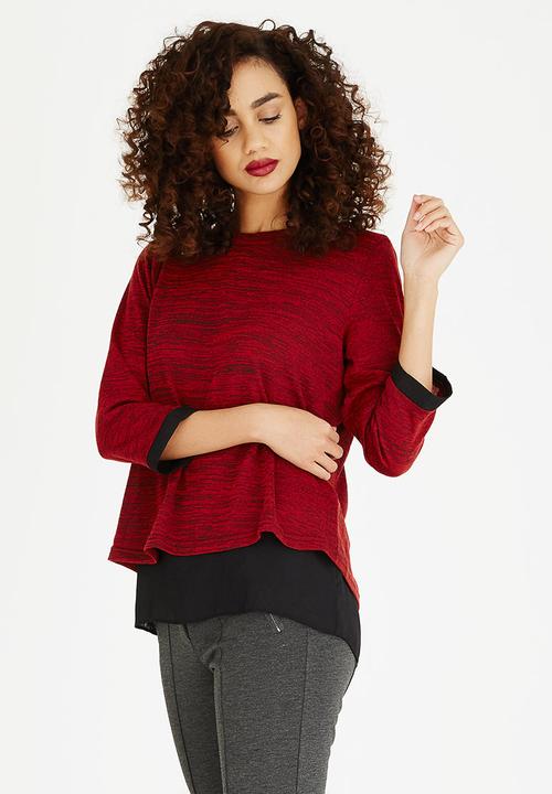 edit - Twofer Blouse Burgundy