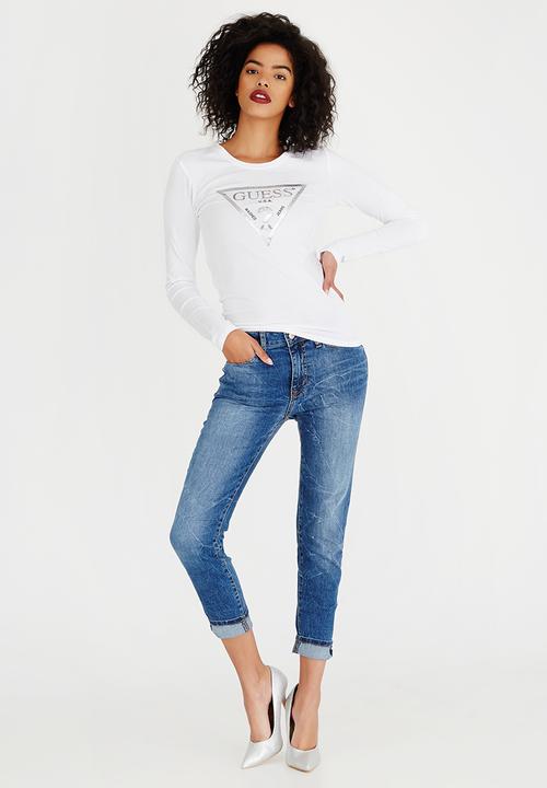 GUESS - Guess Fine Lines Logo Tee White