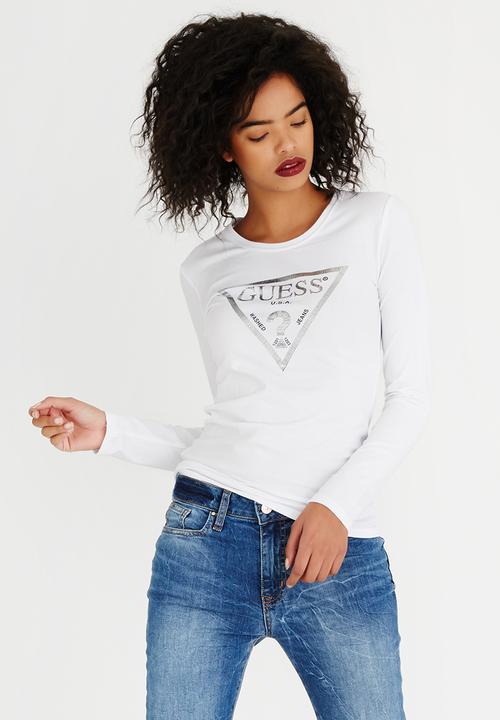 GUESS - Guess Fine Lines Logo Tee White
